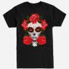 Muertos Girl Sugar Skull Rose T-Shirt AD01