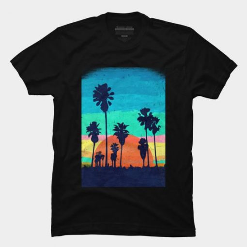 Vintage Summer Miami Beach Sunset T Shirt EC01