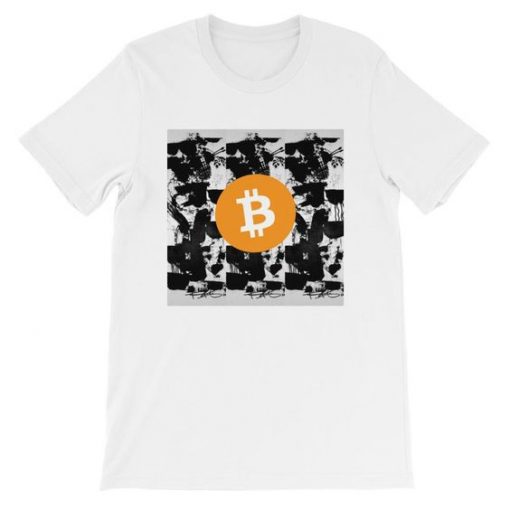 Bitcoin on Black White Artwork T-shirt FD01