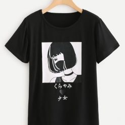 Black Regular Length Girl T-shirt FD01