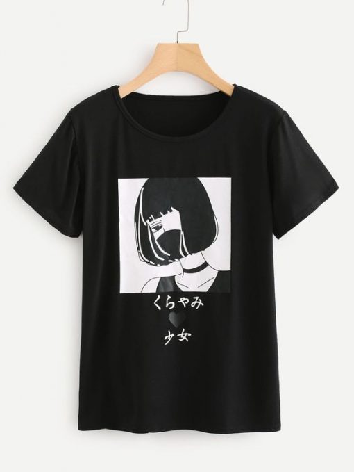 Black Regular Length Girl T-shirt FD01