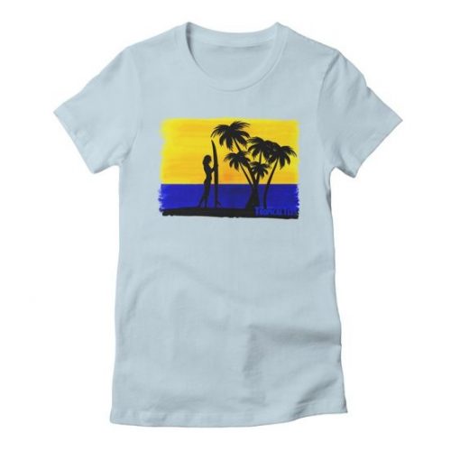 Girl Surfer At Dawn Tshirt EC01