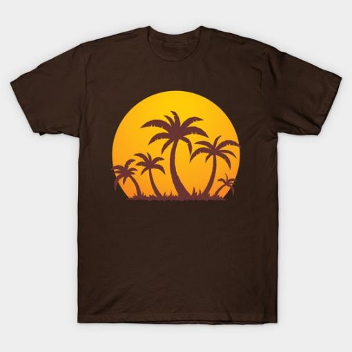 Palm Trees and Sunset sea Classic T-Shirt DV01