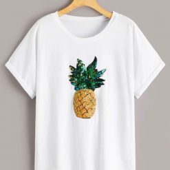 Shein Contrast Sequin Pineapple Tshirt EC01