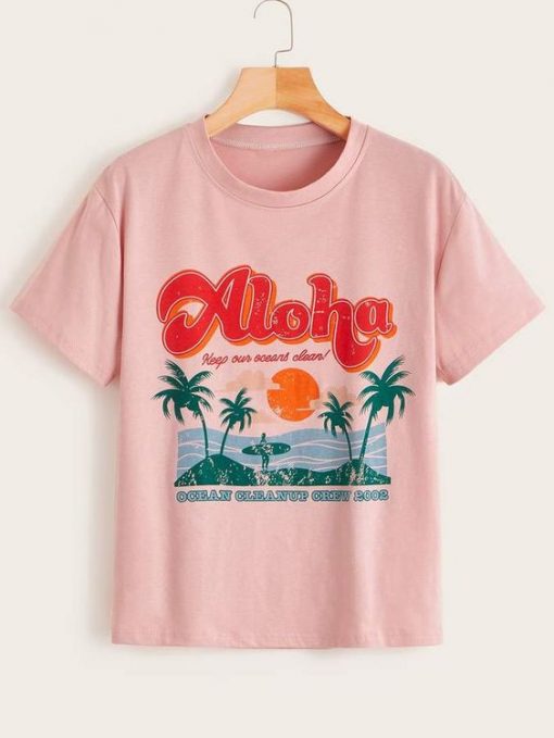 Shein Letter & Tropical T-shirt FD01