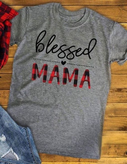 Blessed Mama Plaid T-Shirt DV01