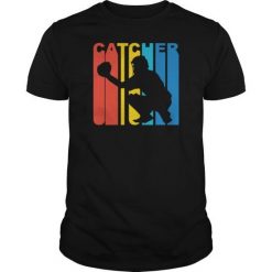 Catcher Silhouette Baseball T-shirt Fd01
