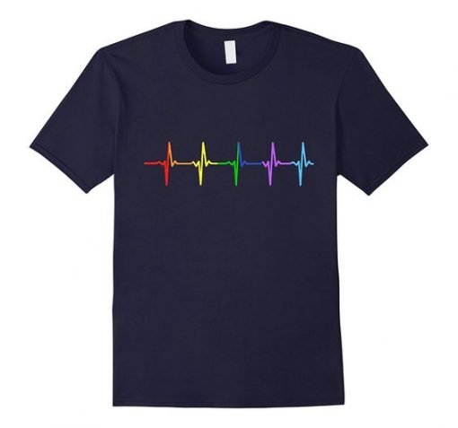 Rainbow Pulse Hearbeat T-Shirt AD01