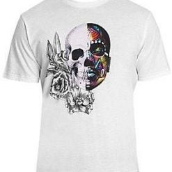 Robert Graham Mens Bonehead Floral Skull Graphic T-Shirt KH01