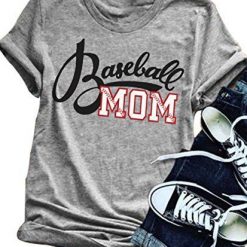 Women Baseball Mom Letter Print T Shirt FD01