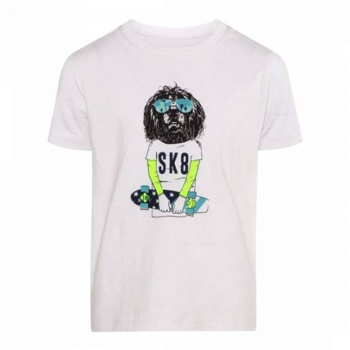 Boys White Skateboard T-Shirt EL01