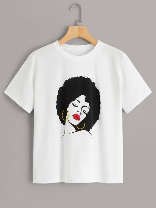 Figure Print Tee T Shirt SR30