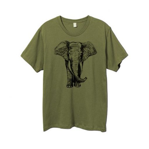 Mens Army Green Elephant Tshirt FD01