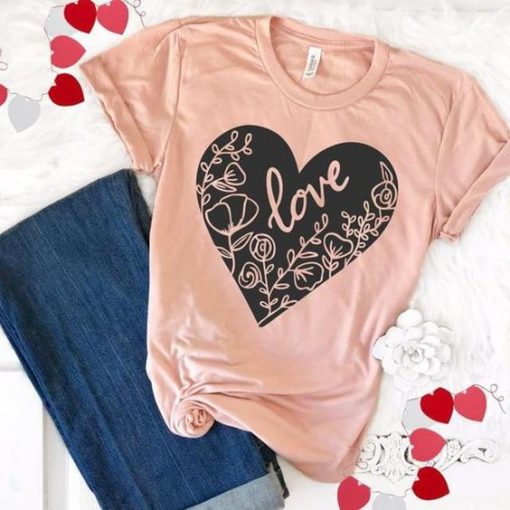 Flower Love Heart tshirt FD7J0