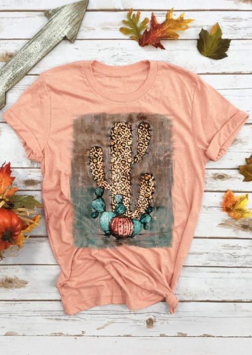 Leopard Printed Cactus T-Shirt FD13J0