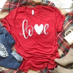 Love Heart Print Graphic Shirt FD11J0