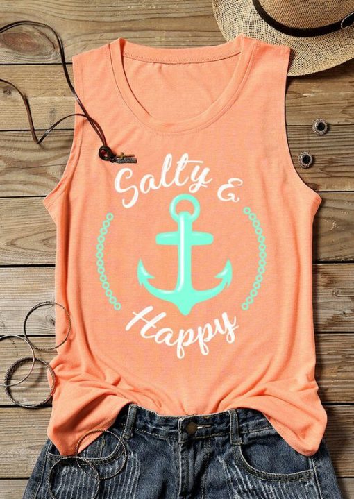 Salty and Happy Anchor Tank Top SR21J0