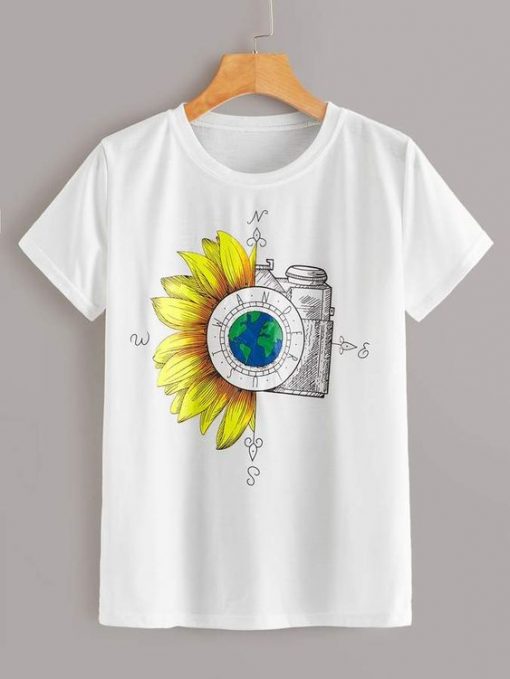 Floral and camera tshirt Fd5F0