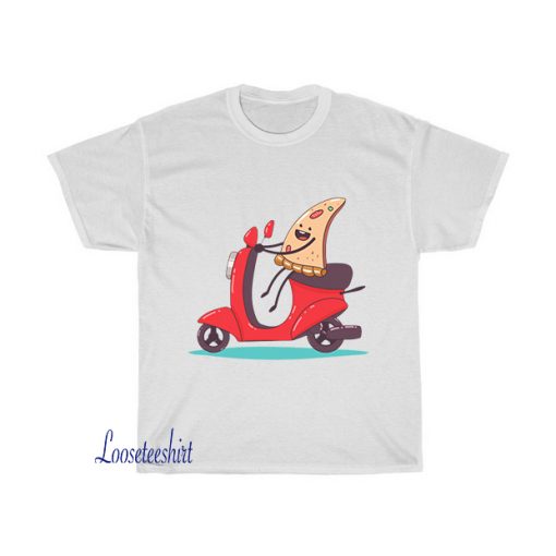 Pizza delivery cute food courier character on the moped T-Shirt EL23D0