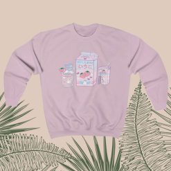 Cute Milk Print Pink Sweatshirt