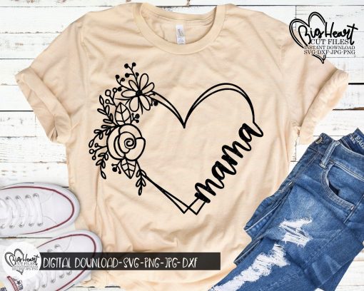 Mama Heart Love T Shirt TPKJ1