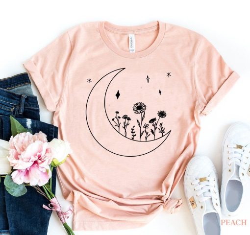 Moon Shirts Moon Lover Wild Flowers Love Needs NoLove Needs No Words Deaf Awareness Unisex T Shirt TPKJ1