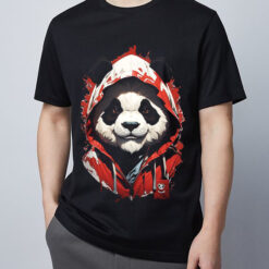 red jacket panda shirt